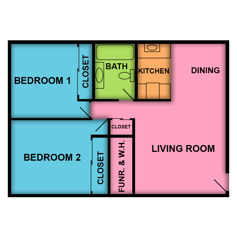 Plan A of Parc Mountain View Apartments This image is the visual schematic floorplan representation of Plan A at Parc Mountain View Apartments.